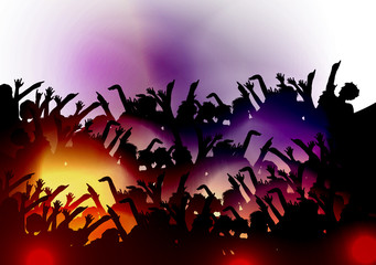 Fototapeta na wymiar Party People Crowd, Festive Disco Event Background - Vector Illustration