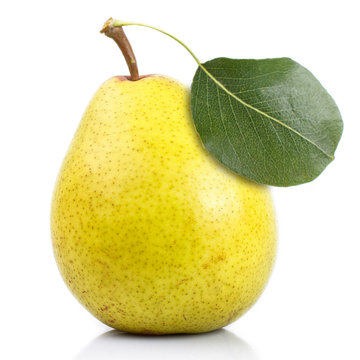 Ripe yellow pear isolated on white background