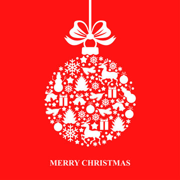 Christmas card with decorative ball