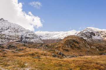 Gotthard, St. Gotthard, Passhöhe, Passstrasse, Bergstrasse, Gotthardpass, Tremola, Wanderweg, Alpen, Airolo, Tessin, Uri, Herbst, Schweiz