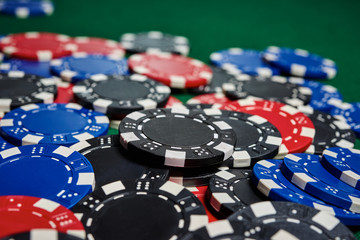 Poker chips on table