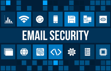 Email security concept image with business icons and
