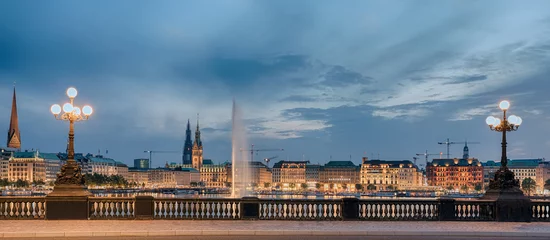 Hamburg Jungfernsteg beleuchtet Panorama © Blickfang
