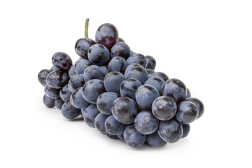 Bunch of black grapes on white