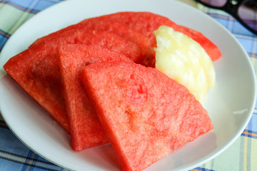 Slice of watermelon and pineapple