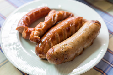 smoked sausage on white dish