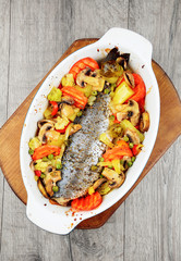 Baked seabass fish