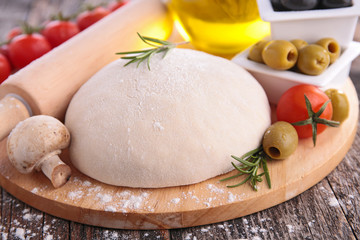 pizza dough and ingredient