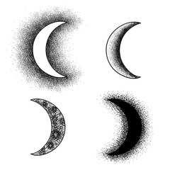 Hand drawn moon phases silhouettes © Anna Davidenko
