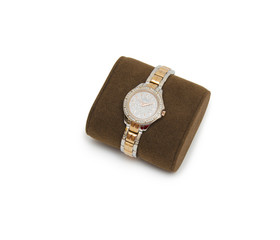 golden modern wrist watch isolated