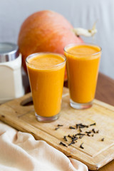 Pumpkin smoothie in the glass