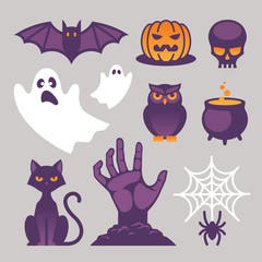 Fototapeta premium Halloween icons, signs and symbols