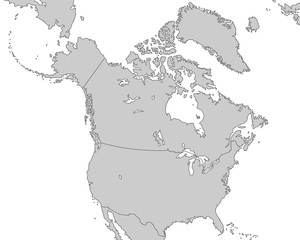 Nordamerika - Karte in Grau