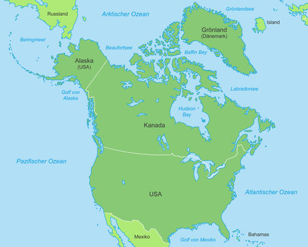 Nordamerika - Karte in Grün