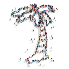 people shape  palm tree