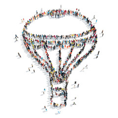 people form air balloon cartoon