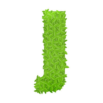 Uppecase letter J consisting of green leaves