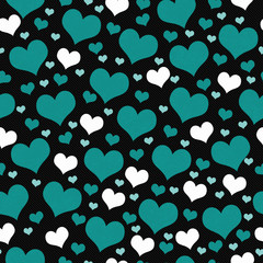 Green, White and Black Hearts Tile Pattern Repeat Background