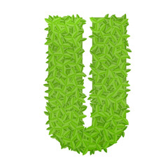 Uppecase letter U consisting of green leaves