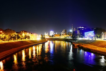 Fototapeta na wymiar Vilnius panoramic view with Neris river on evening