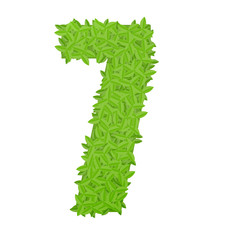 Number 7 consisting of green leaves
