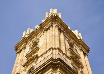 Fototapeta na wymiar Torre sur de la Catedral de Málaga, Andalucía, España