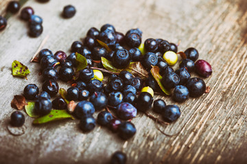 blueberries on a table