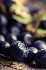 blueberries on a table