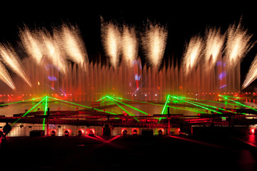 Laser and fireworks show in Moscow, Russia