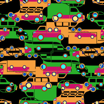 seamless pattern with colorful little cars