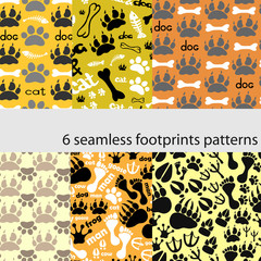 Set of patterns with footprints and bones