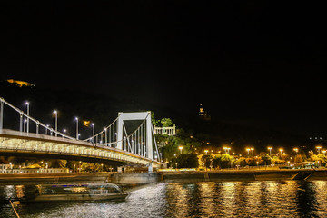 Elisabeth Bridge and buildings by night