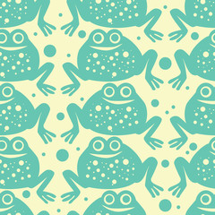 Seamless pattern of green frog vector background. Perfect for wallpapers, pattern fills, web page backgrounds, surface textures, textile
