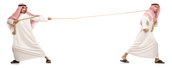 Tug of war concept isolated on white