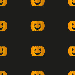 Halloween pumpkin seamless pattern on black background