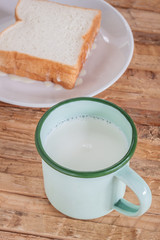 vintage cup of fresh milk bread with butter
