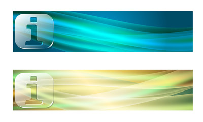 Set of two banners with waves and transparent info symbol