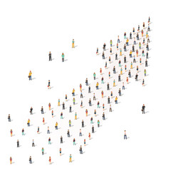 People standing together in shape of an arrow