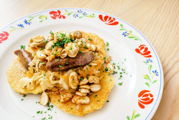 potato pancakes with sausage