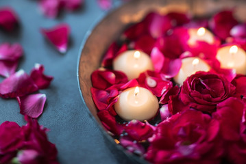 red roses and candles