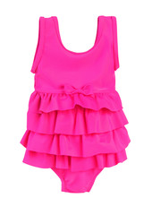 Colorful fused kids swimsuit. Isolated on white.