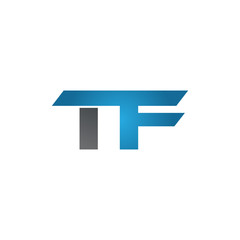TF company linked letter logo blue