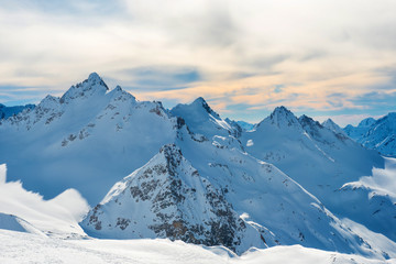 Fototapeta na wymiar Winter and snow in blue mountains