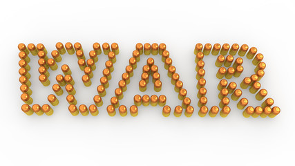3d bullets arranged to form word 