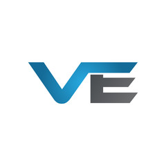 VE company linked letter logo blue