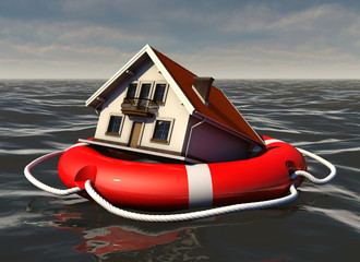 House being saved by a lifebuoy