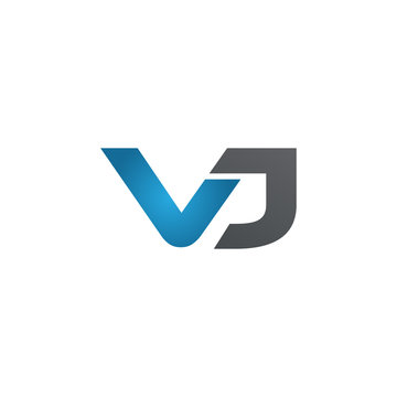 VJ company linked letter logo blue