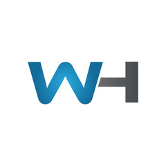 WH company linked letter logo blue