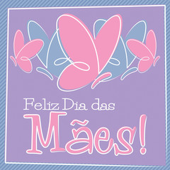 Hand Drawn Portuguese Happy Mother's Day card in vector format.