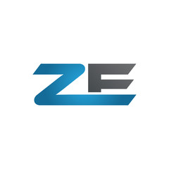 ZE company linked letter logo blue